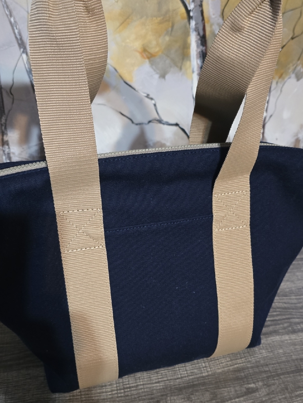 Dooney & Bourke Navy and Khaki Canvas Tote - Picture 4 of 7